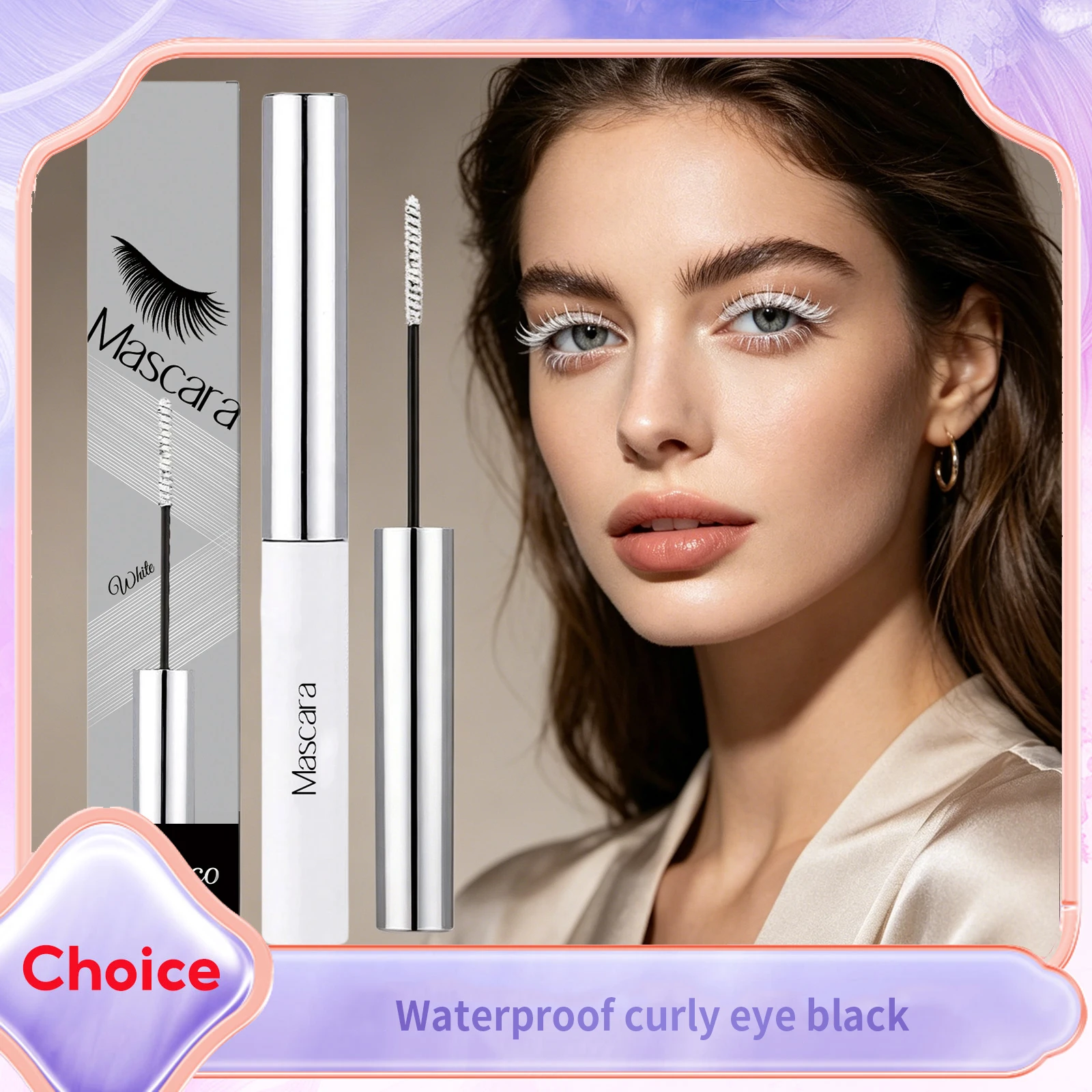 

White Slender Curly Mascara Colorful Mascara Waterproof Quick-Dry Lengthen Eyelashes Not Easy to Smudge Volumize Eye Cosmetics