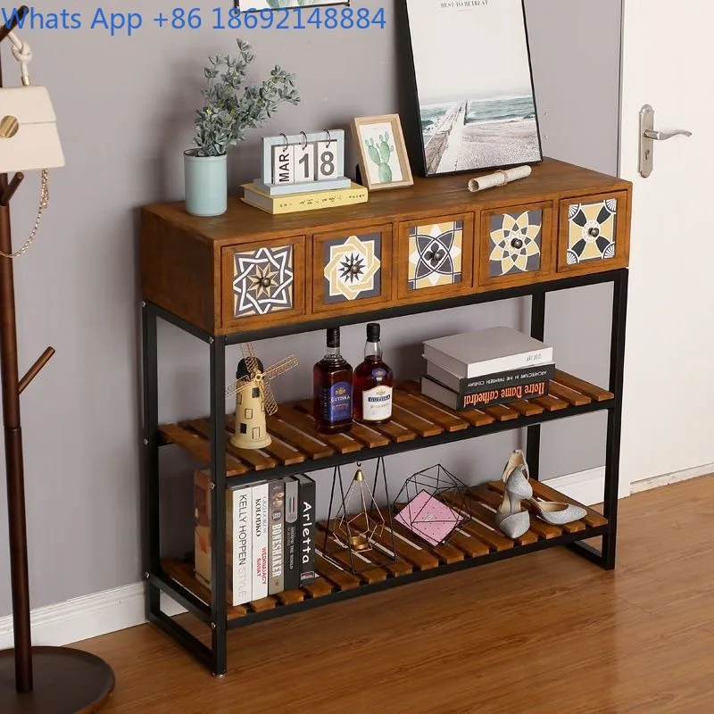 

Wall-Mounted Chest of Drawers Living Room Vintage Iron Art Storage Cabinet Balcony Storage Small Cabinet Bedroom Bedside Cabinet
