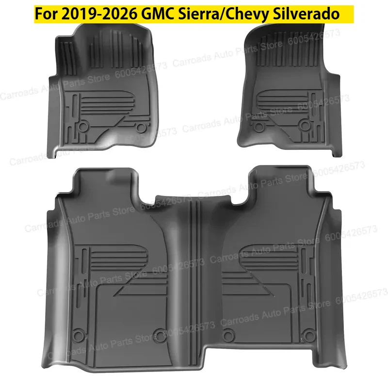 Custom-Fit TPE Floor Mats for 2019–2026 GMC Sierra / Chevrolet Silverado (LHD) – Waterproof, Anti-Slip, Eco-Friendly, Durable