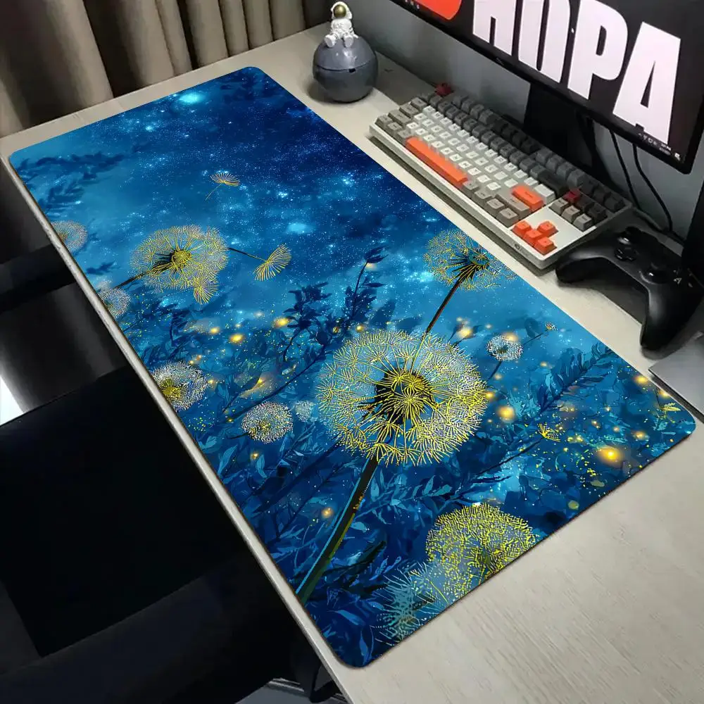 Starry Sky Dandelion large Mouse Pad Desk Mat with Stitched Edge Non-Slip gaming mats pc accessories keyboard desk pad mauspad