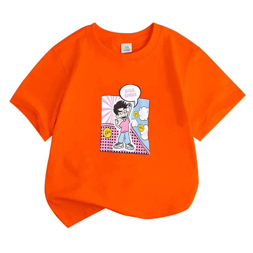 A4 Влад Бумага T-shirt Cartoon Print Short Sleeve Tee-shirt Fashion Cotton High Quality Clothes Spring/Summer Boys/girl Tees Top image 4