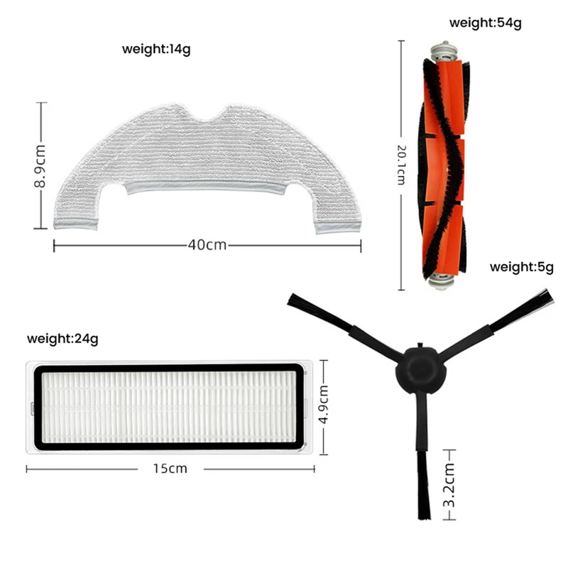 Acessórios de substituição Fit para Dreame Bot L10plus, Z10pro, D10plus, Robot Aspirador, Escova Lateral Principal, Filtro, Mop, Saco De Pó, 1 Conjunto