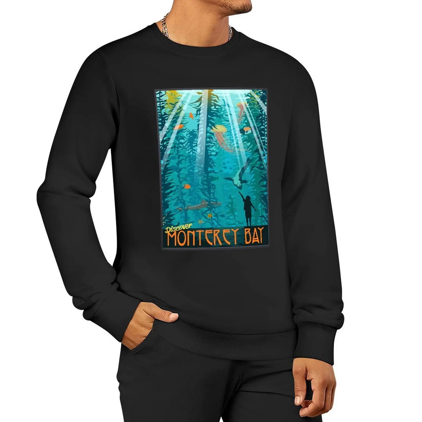 Discover Monterey Bay Pasific Ocean Aquarium Aesthetic Poster Pullover Hoodie hooded shirt men's sweat-shirt sweatshirts for men