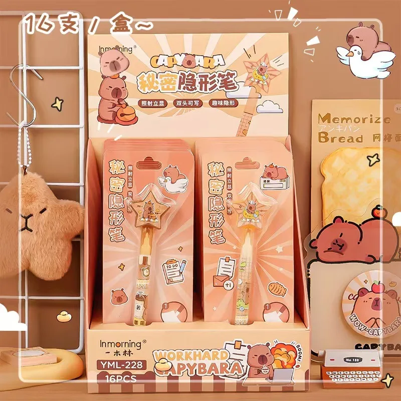 

2Pc/Lot Cartoon Capybara Invisible Pen With UV Light School Student Stationery Elementary Supplies Secret Writing Notebook Diary