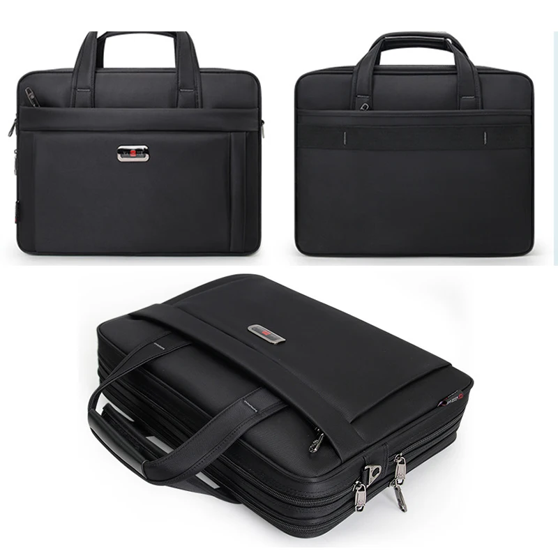 OYIXINGER 2025 Solid Man's Briefcase For Leisure Business Style Handbag Shoulder Laptop Bags 17.3 Inch Big Capacity Computer Bag