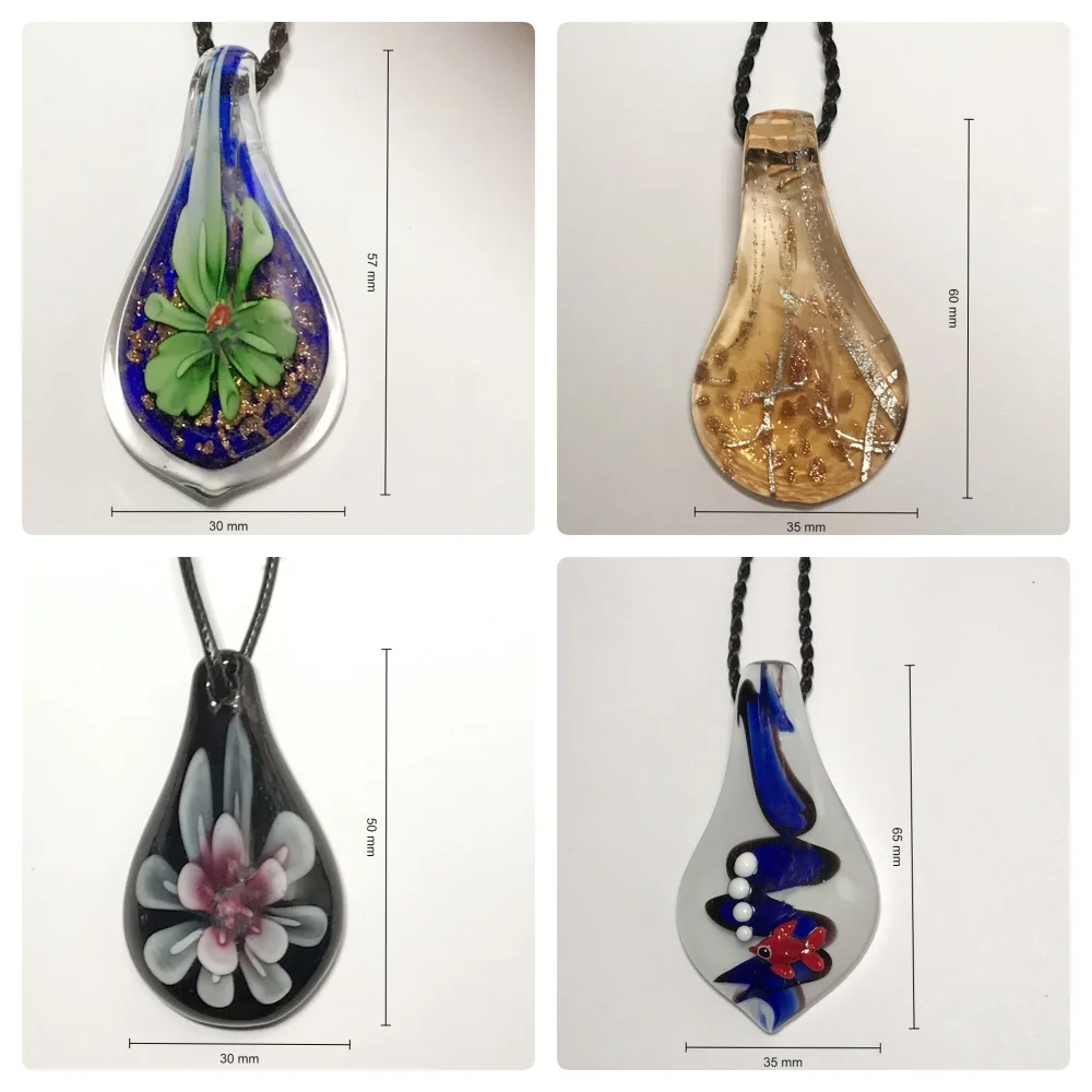 Handmade Women\'s Murano Glass Pendant Necklace Multiple Style Unusual Shaped Glass Jewelry Fit Wedding Party Surprise Gifts