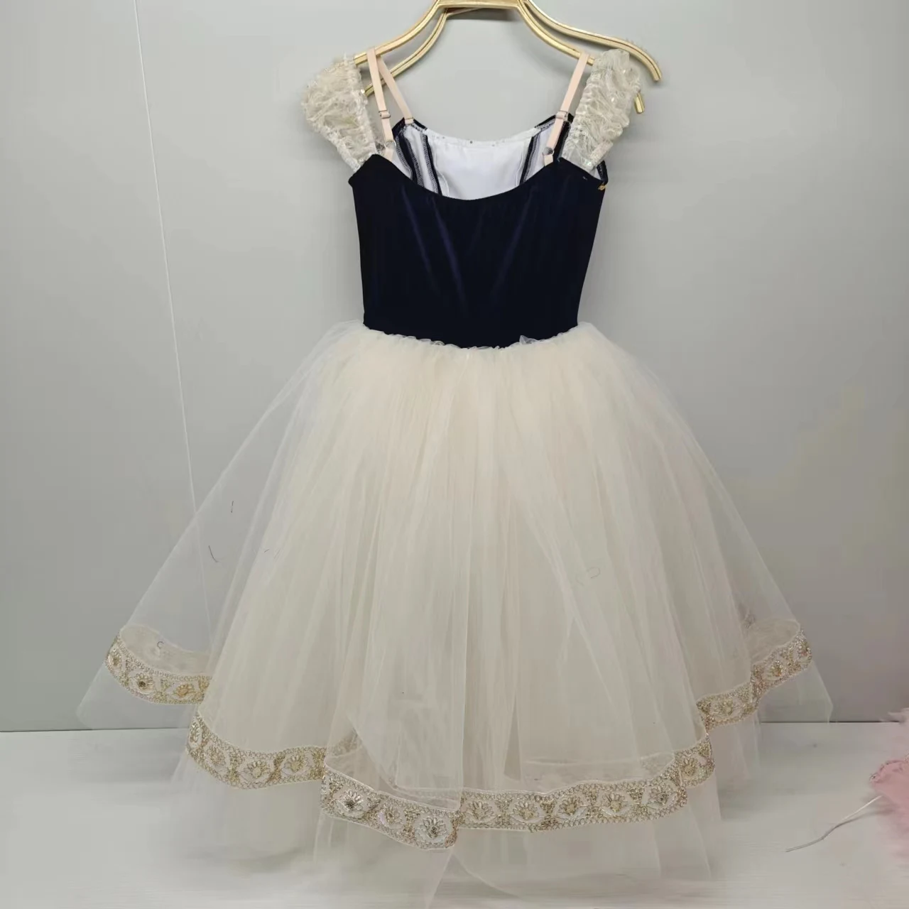 Vestido de Ballet largo blanco y negro con variación de graduación profesional para niñas, ropa de rendimiento privada personalizada