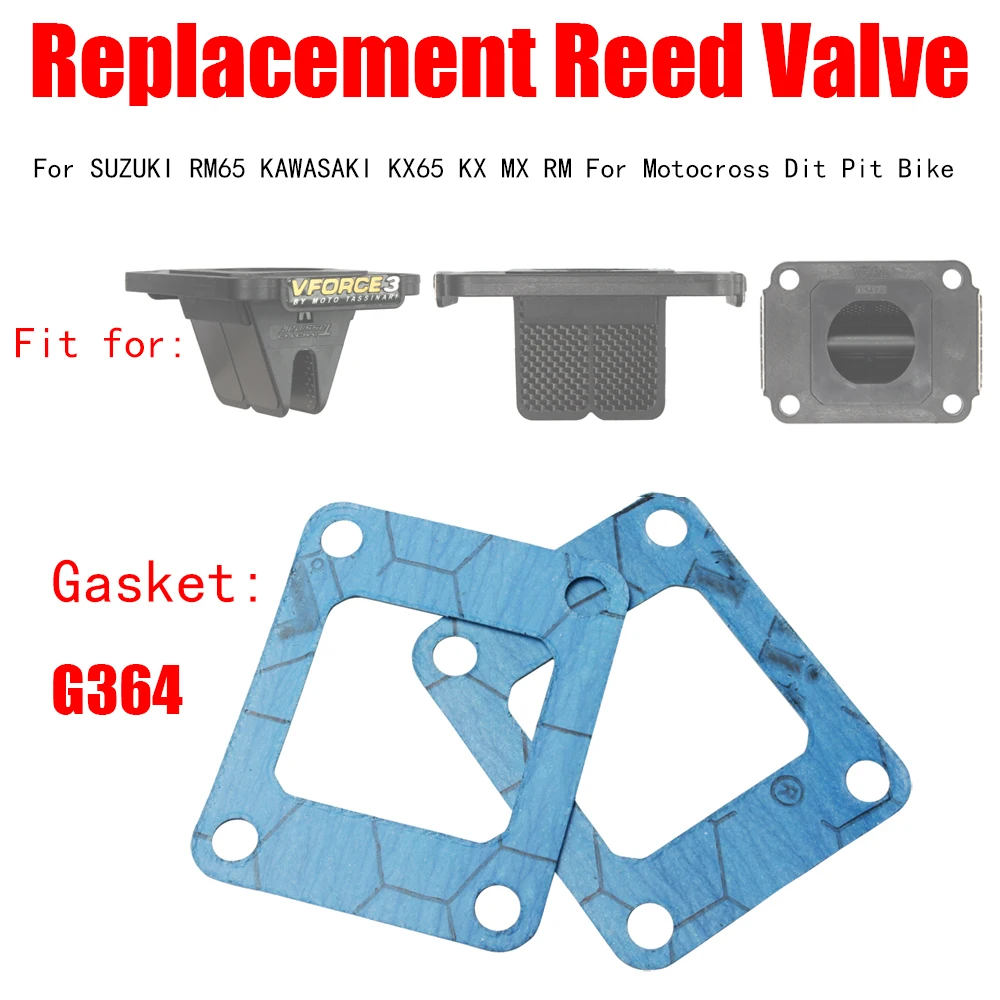 Válvula de lengüeta de repuesto Vforce V3 V364A para SUZUKI RM65 KAWASAKI KX65 KX MX RM para Motocross Dit Pit Bike, Junta G364, 2 uds./1 ud.