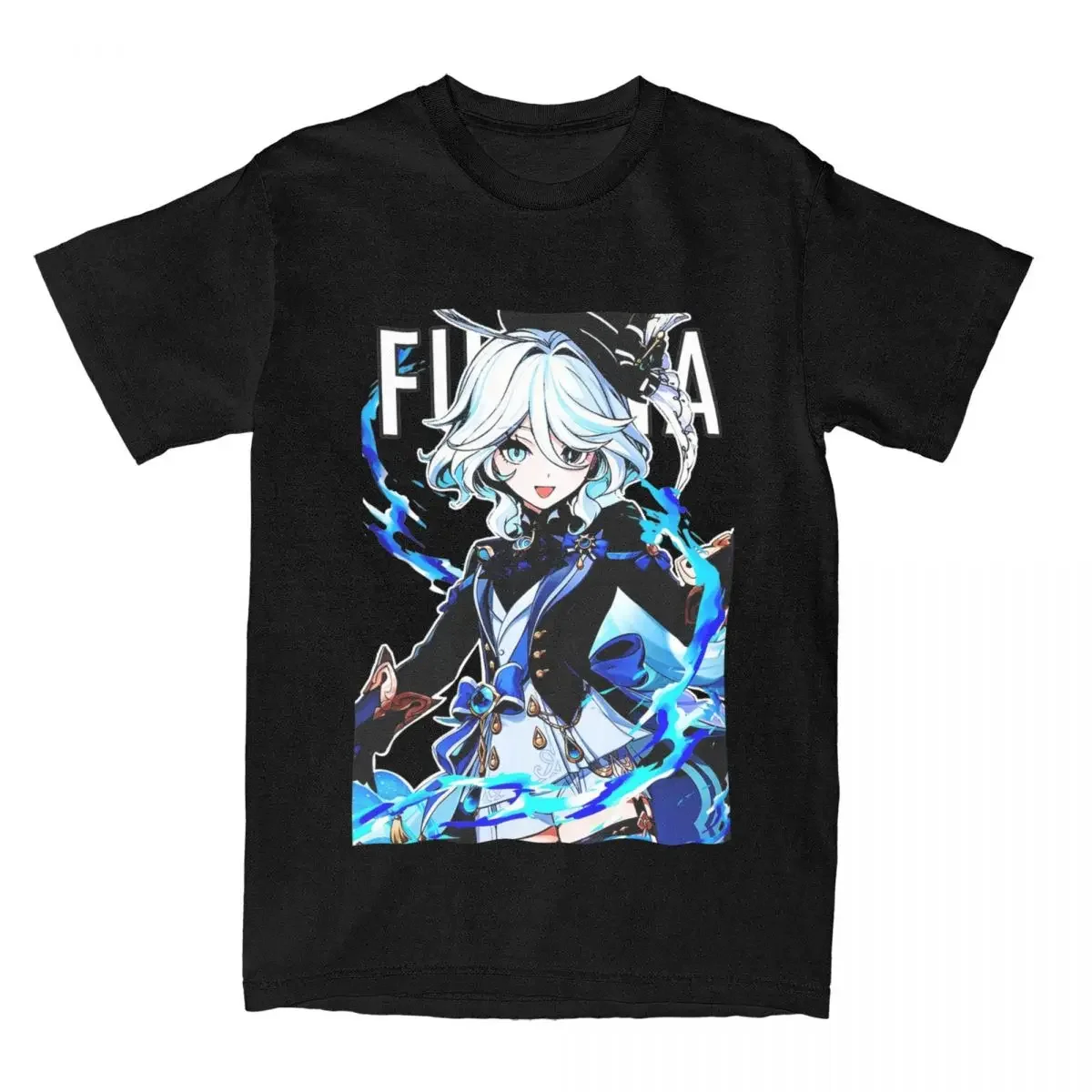 Vintage Furina Genshin Impact Game Fans T Shirt Men Women's Pure Cotton Tees Shirt Big Size Clothing