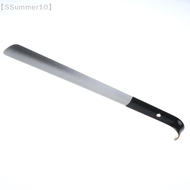 【SSummer10】16.5 Inch Easy-Grip Metal Long Shoe Horn - Black Curved Ergonomic Stainless Steel Hook for Seniors【SS】