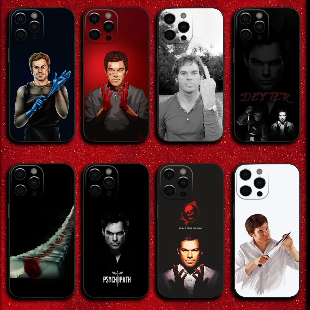 D-Dexter Morgan Phone Case For iPhone 16,15,14,13,12,11,Pro,X,XS,Max,XR,Plus,Mini Soft Black Cover