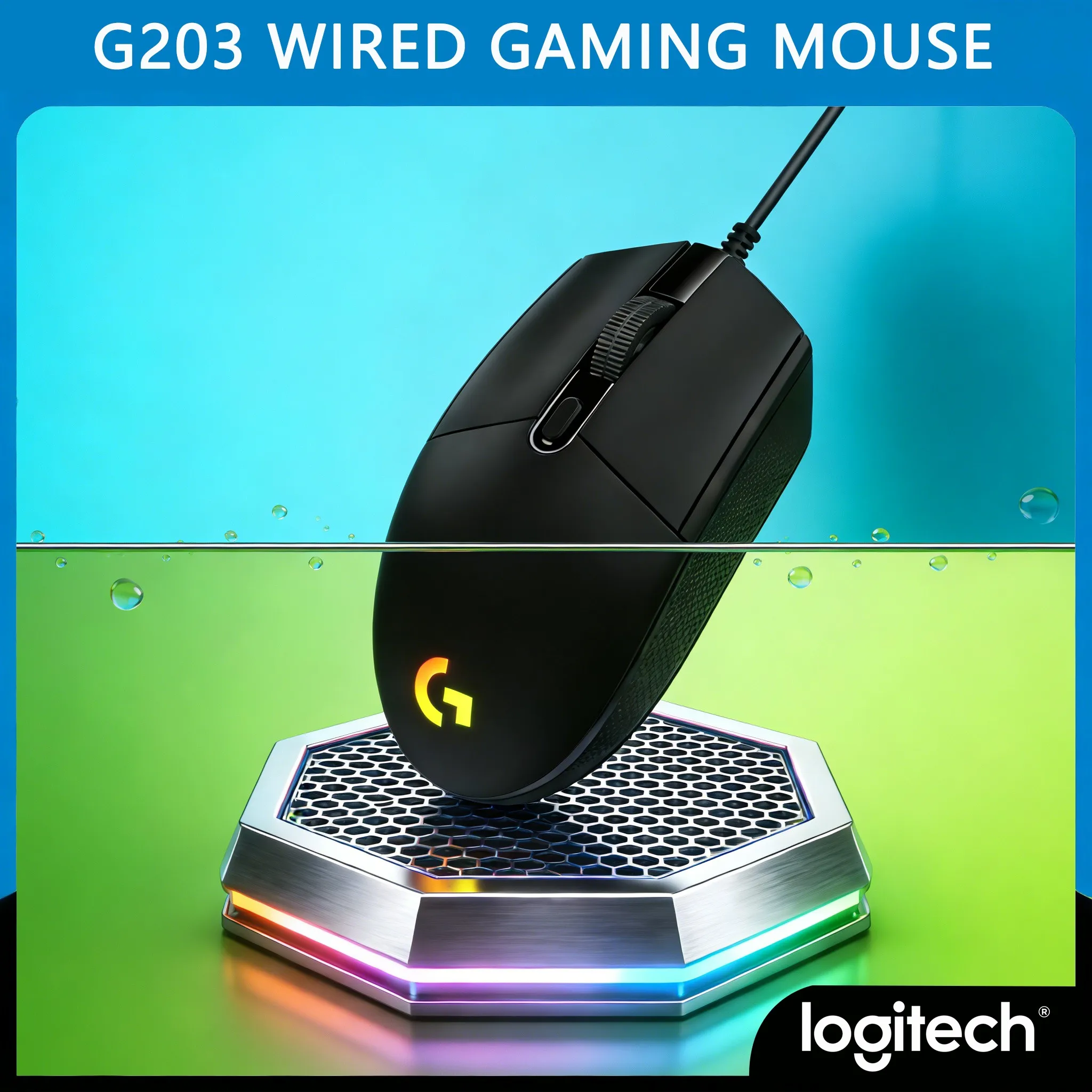 

Logitech G203 Gaming Mouse RGB Light Effect Lightweight Durable for Daily Use