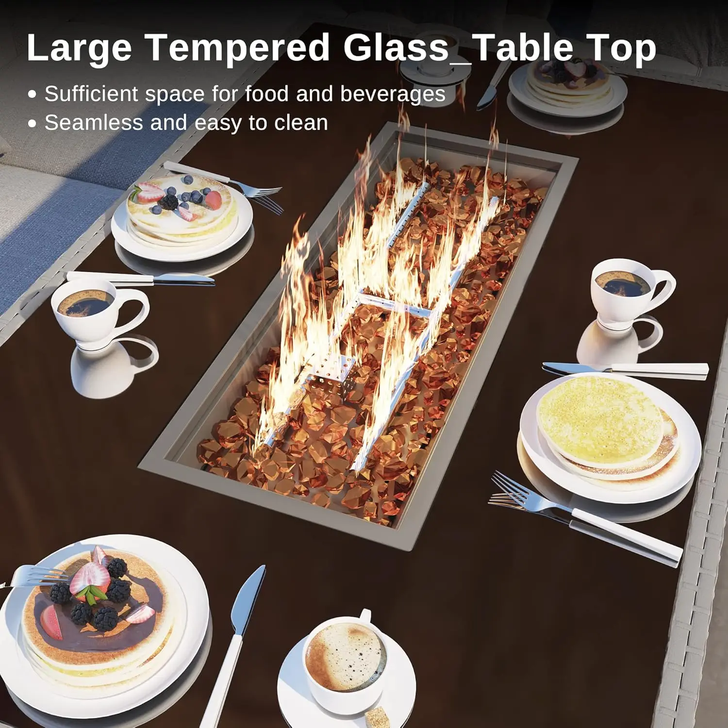 Fire Pit Table,Gas Firepit  Tabletop,Patio Fire Table Stone  Lid,  Electric Fireplaces