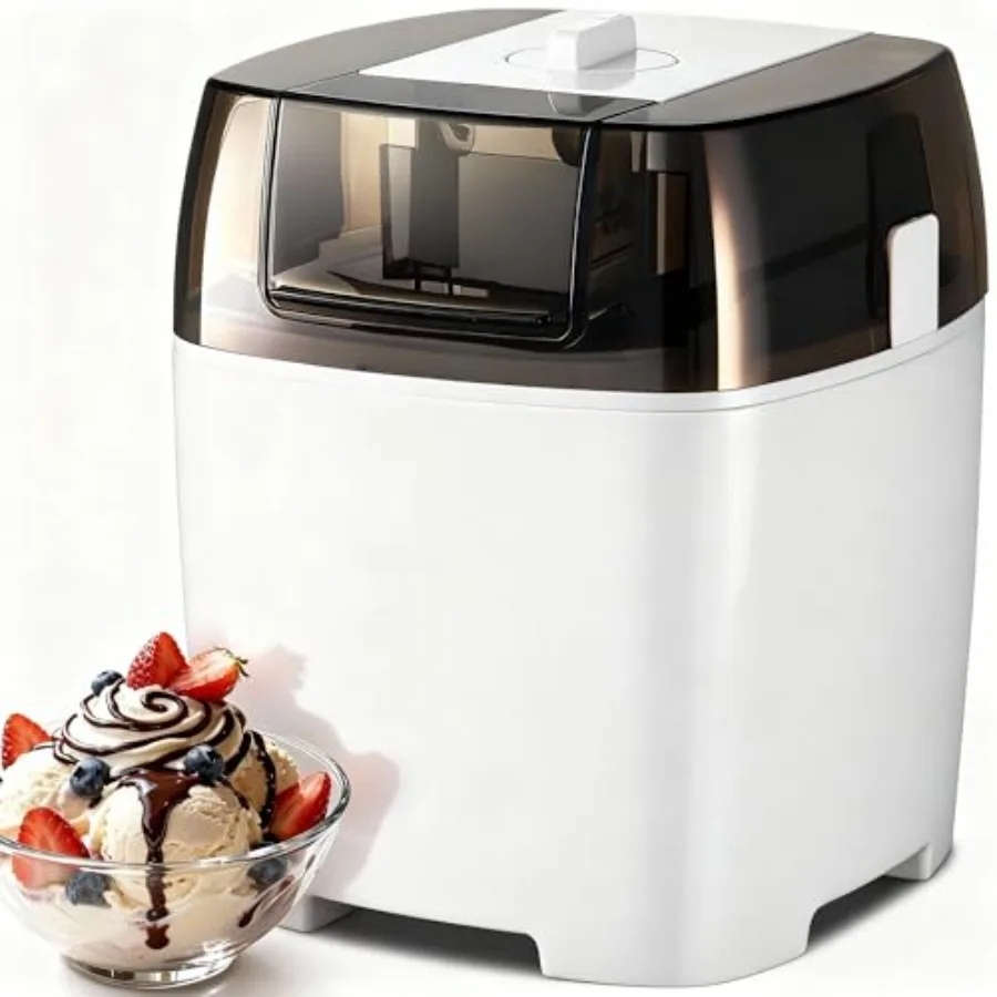 

1.6-Quart Fully Automatic Ice Cream Maker with Double-Insulated Freezer Bowl for Making Ice Cream Sorbet and Frozen Yogurt in U