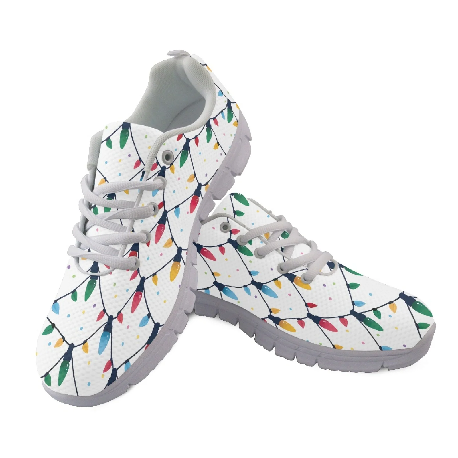 Coloranimal Breathable Lace Up Walking Shoes for Men Mens Travel Training Shoes for Jogging String Lights Color