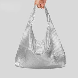 Soft Sequin Women Evening Bag Lady Silver Hobo Bags Wedding Bridal Handbags Clutch Purse For New Year Gift Top Handle Totes