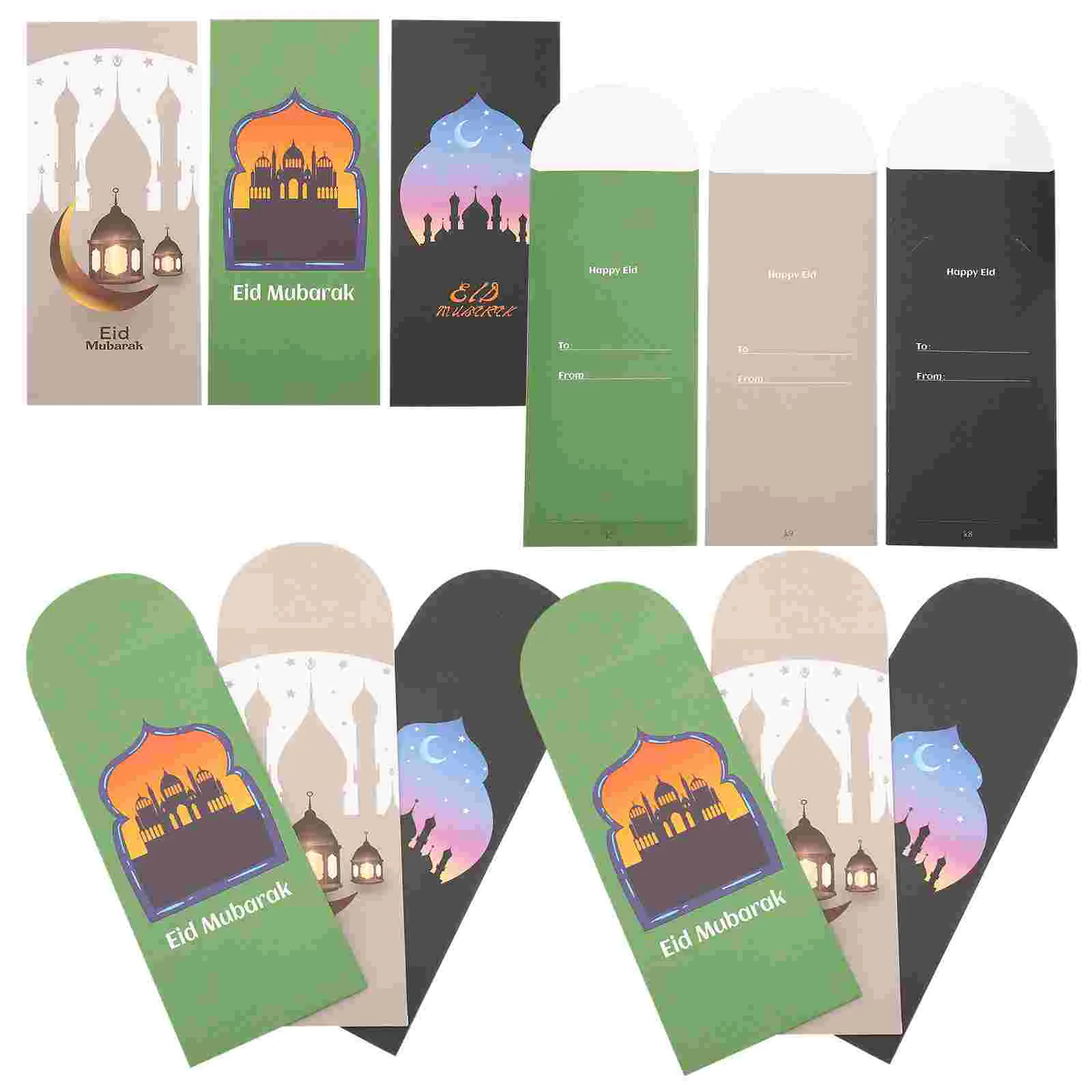 

18/36pcs Eid Mubarak Money Envelopes Money Cards Paper Bag Ramadan Islamic Muslim Eid -Fitr Gift Favors Decoration