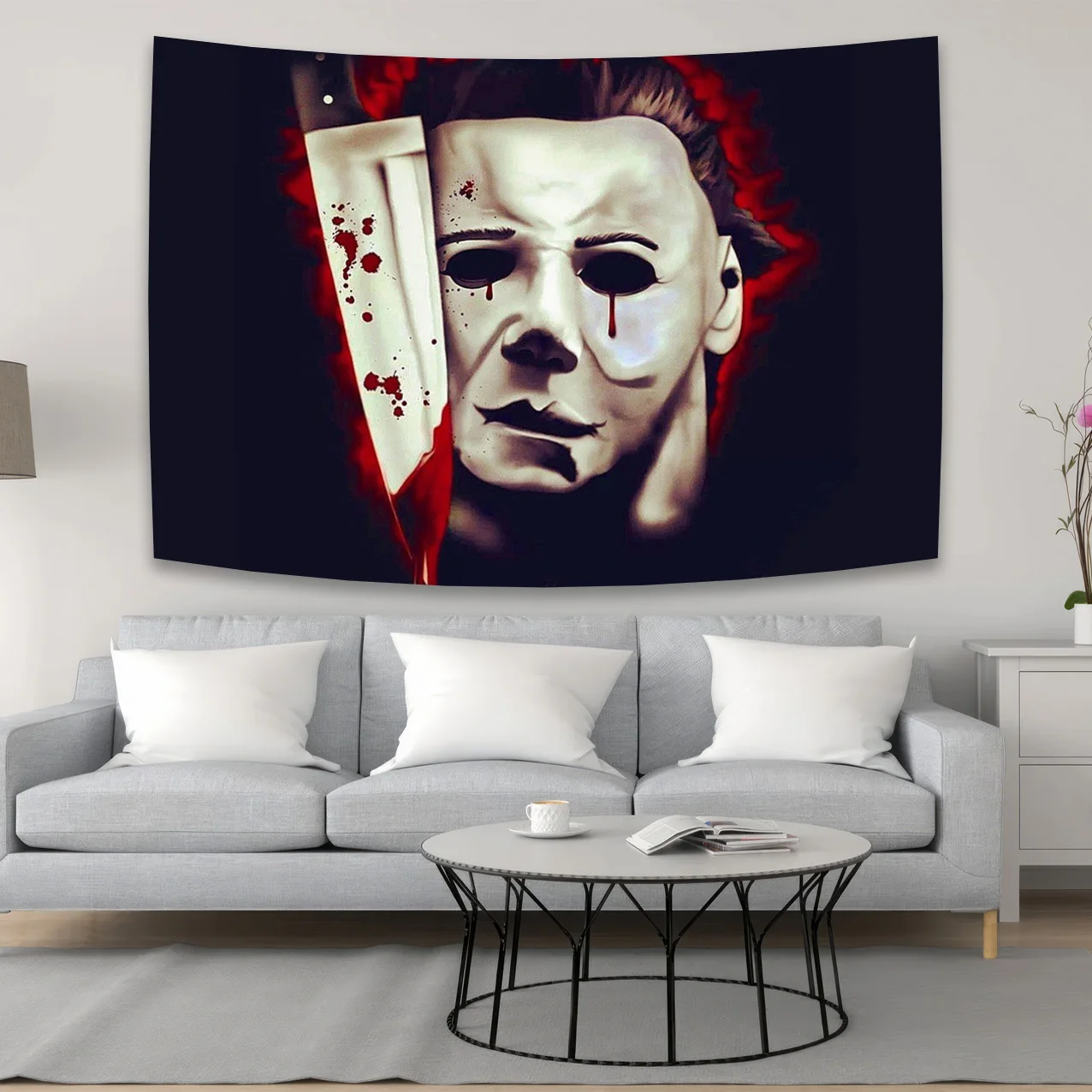 

Halloween Michael Myers Aesthetic Room Decoration Horror Movie Wallpapers Party Background Fabric Tapestry For Wall