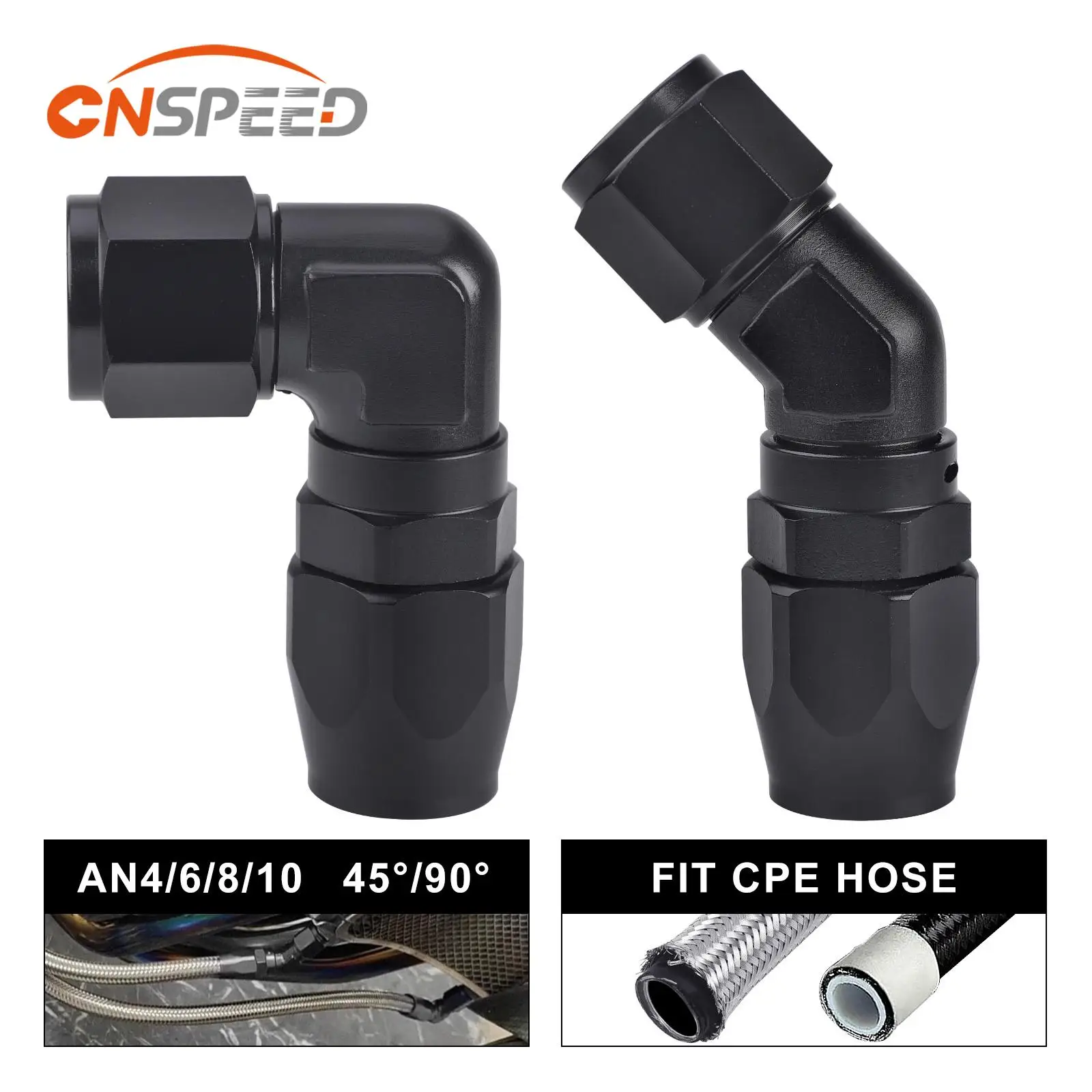 Universal 45 Degree 90 Degree Aluminum AN4 AN6 AN8 AN10 Forged Type Swivel Hose End Fitting Adapter For CPE Oil Cooler Fuel Line