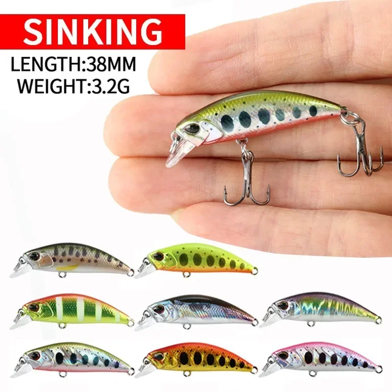 38mm 3.2g Japan Sinking Fishing Lure Trout Mini Minnow Lures Fishing Wobblers River Crankbait Artificial Fish Bait Pesca Tackle