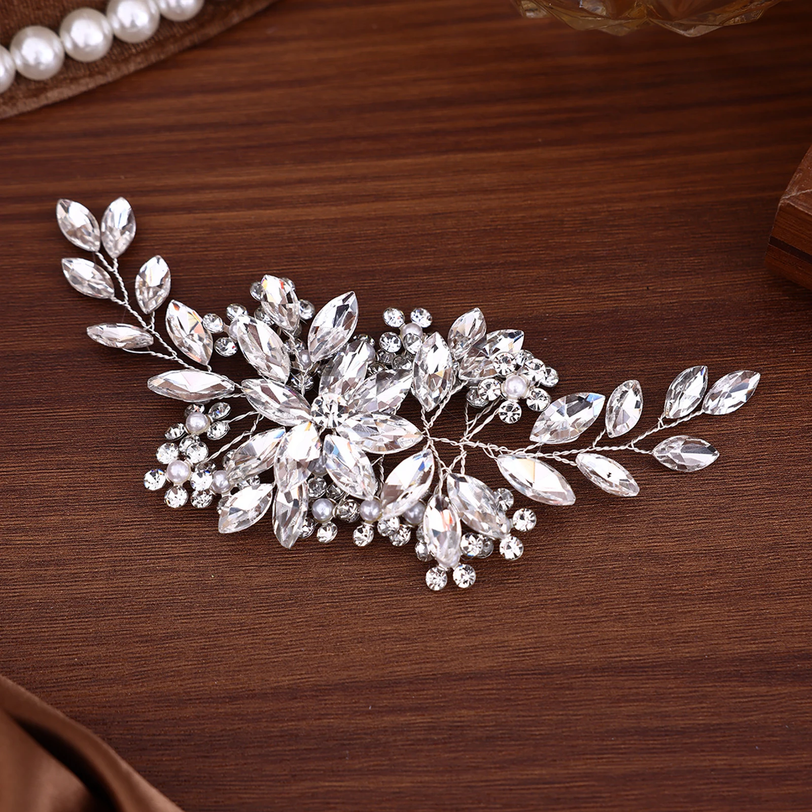 Roter Kristall-Haarkamm für Damen, Abschlussball, Party, Perlen-Haarkamm, Clip, Stirnband, Braut, Hochzeit, Haarschmuck, Schmuck, Haarnadel, Kamm – Detail 1