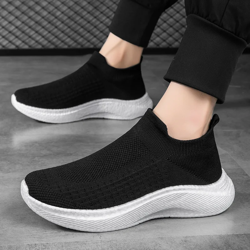 2024 summer new cross-border men's shoes mesh surface breathable fashion casual shoes sneakers running shoes flying woven shoes