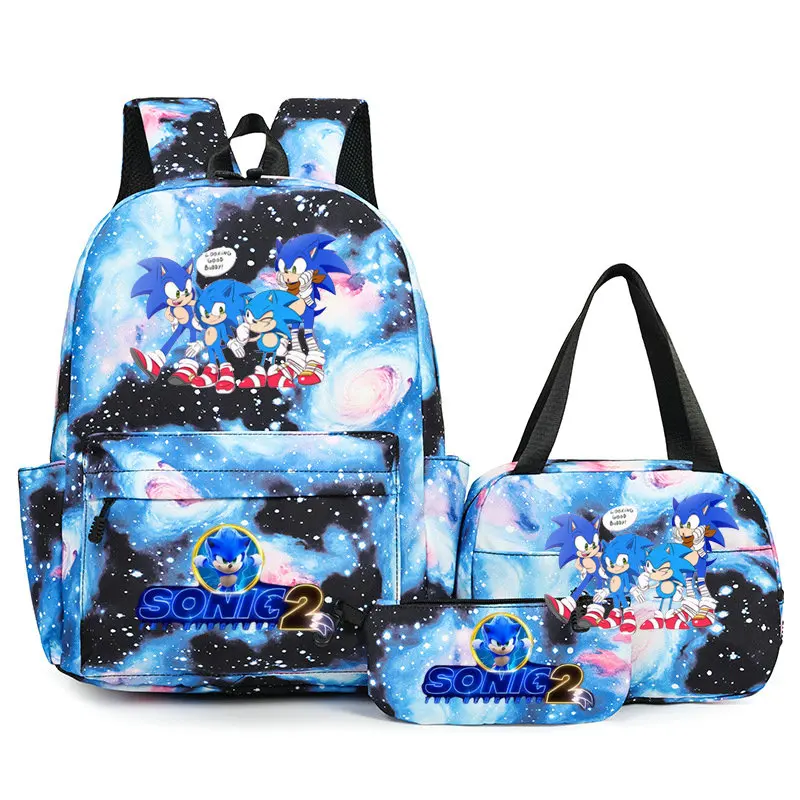 Sonic Backpacks Student School Bags for Teen Men Women Tote Bag Clutch Pocket Nylon Backpacks Travel