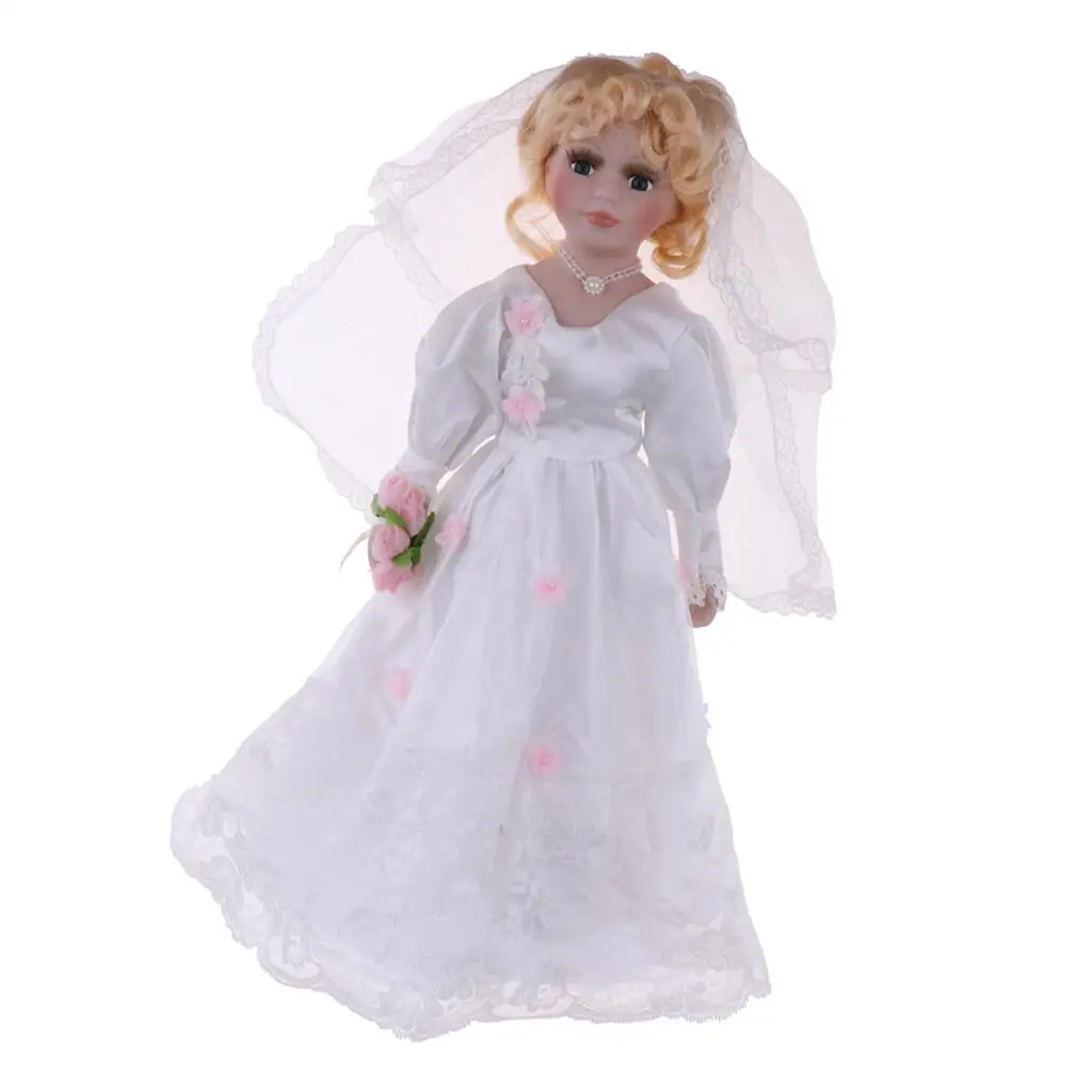 40 cm brugpop met gouden haar, Creative Valentin Gift vriend, Dollhouse People Display Decor Collection