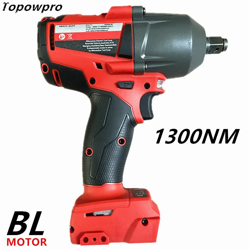 

1300NM Cordless Electric Wrench For Milwaukee 18V Battery Large Torque Brushless Impact Wrench Car Truck Repair Power Tools