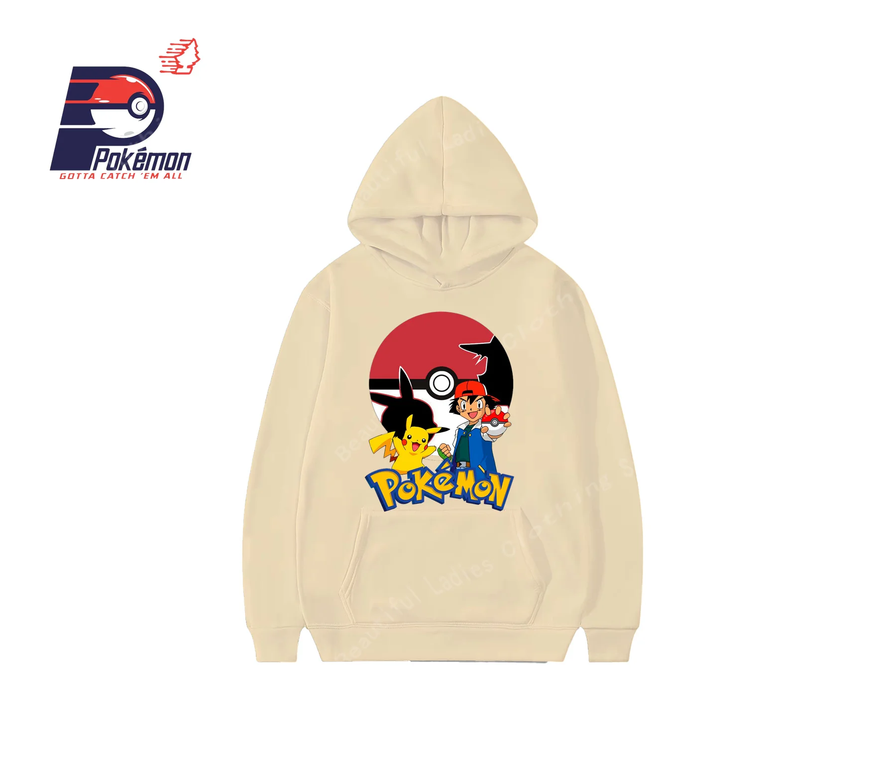 (MINISO) بوكيمون بيكاتشو لطيف طباعة خريف/شتاء جديد أزياء المرأة Crewneck هوديس السببية نمط مريح Y2K نمط هوديس