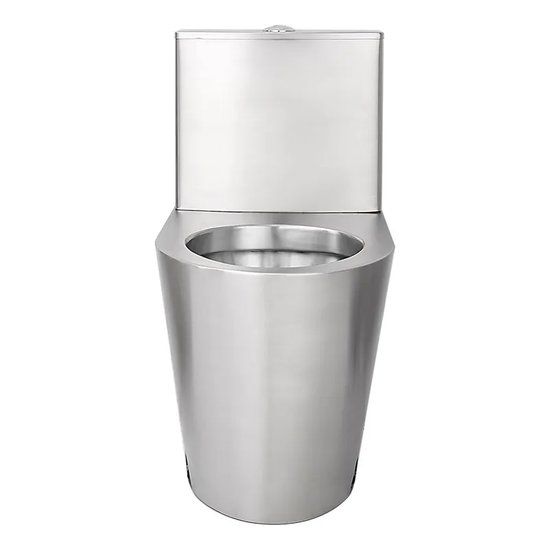 304 Stainless Steel Floor Mounted Toilet Vandal-Resistant Water Closet  for High-Security Public Restroom, Concealed Cistern