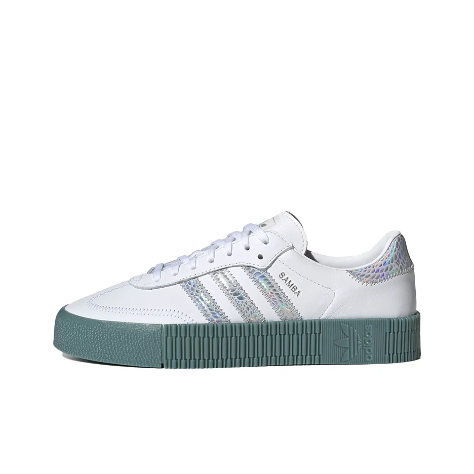 Adidas Originals Sambarose Skateboard Shoes Women's Low Top White/Blue FX6274