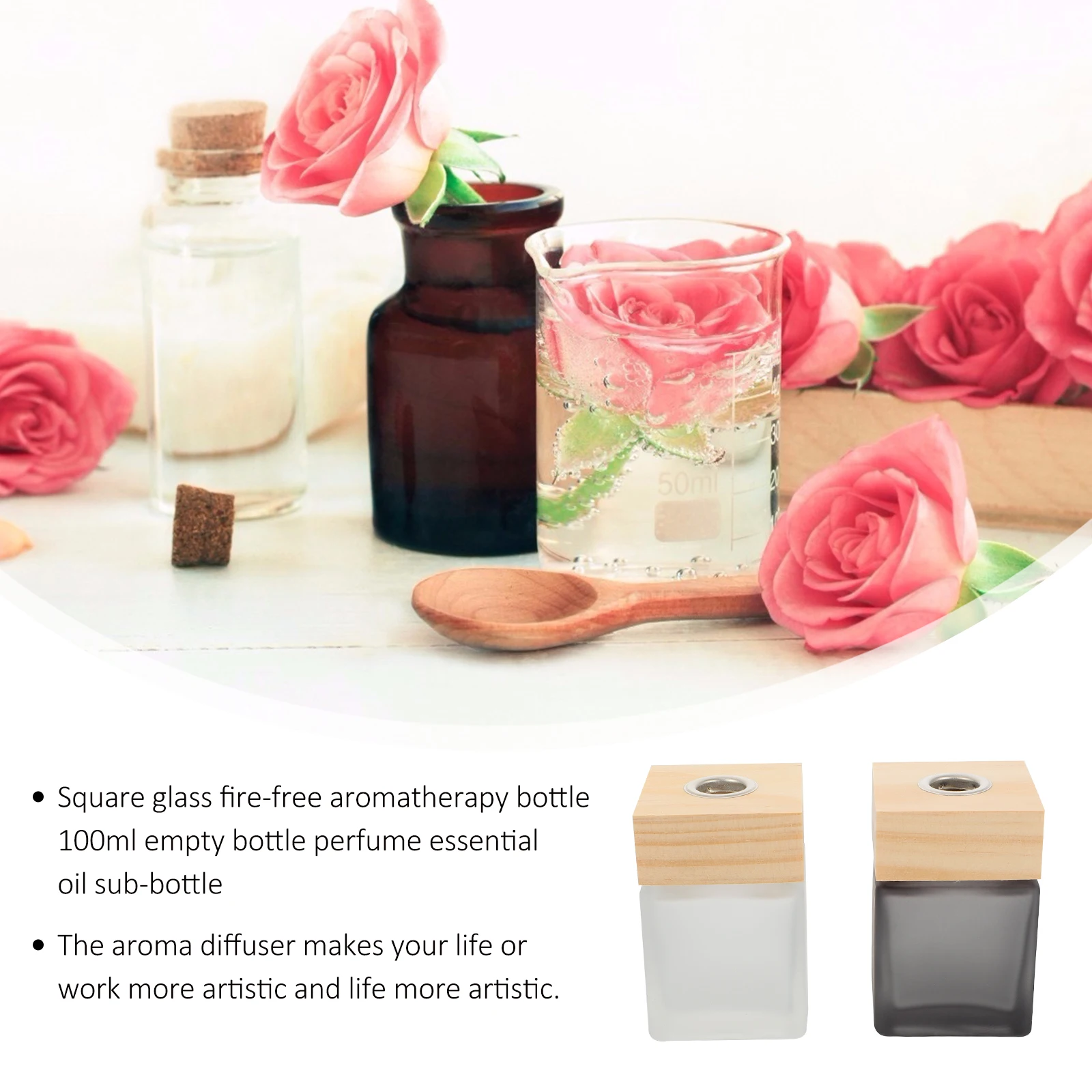 

2Pcs Fragrance Release Bottles Essential Oil Container Glass Diffuser Bottle Aromatherapy Bottle Empty Refillable for Bedroom