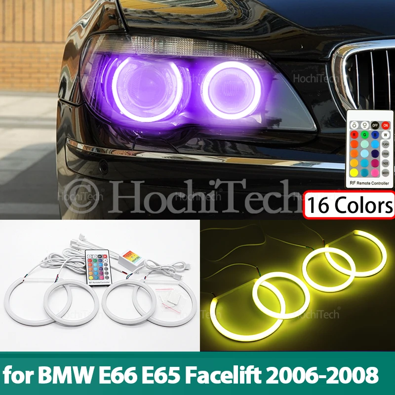 Multi Color Cotton LED Angel Eye Ring Remote Control for BMW E66 E65 Facelift 750I 760i 750Li 760Li 2006 2007 2008