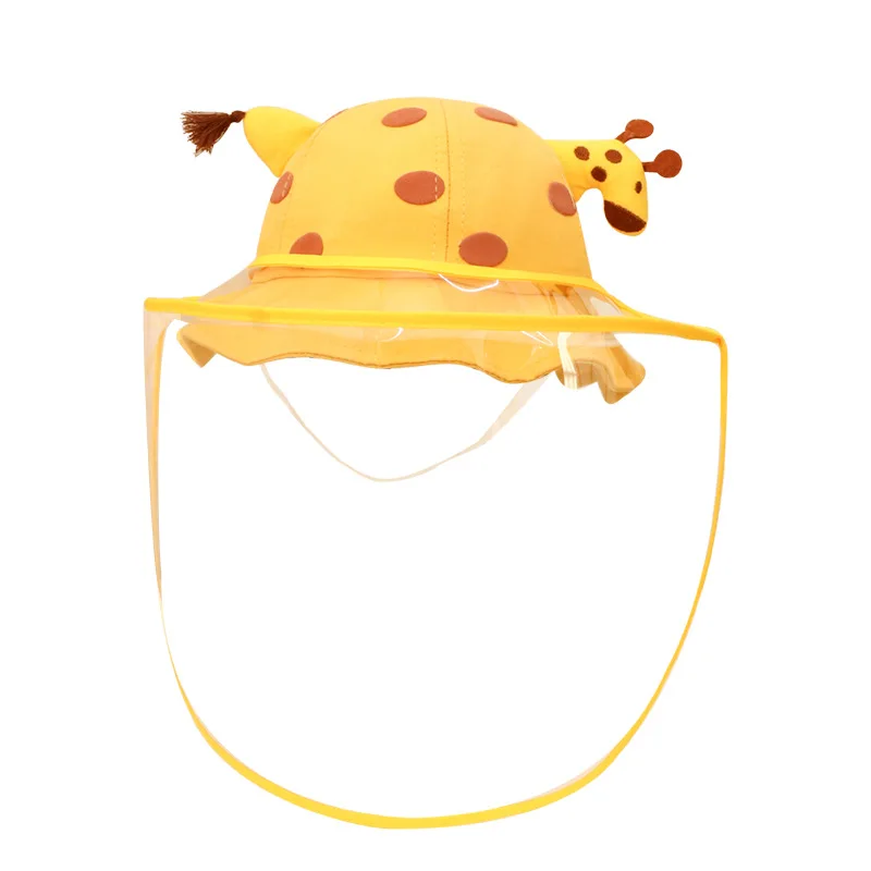 Spring, Summer and Fall Season Baby Cute Cartoon Giraffe Protective Face Mask Shade Children Anti-droplets Fisherman Hat