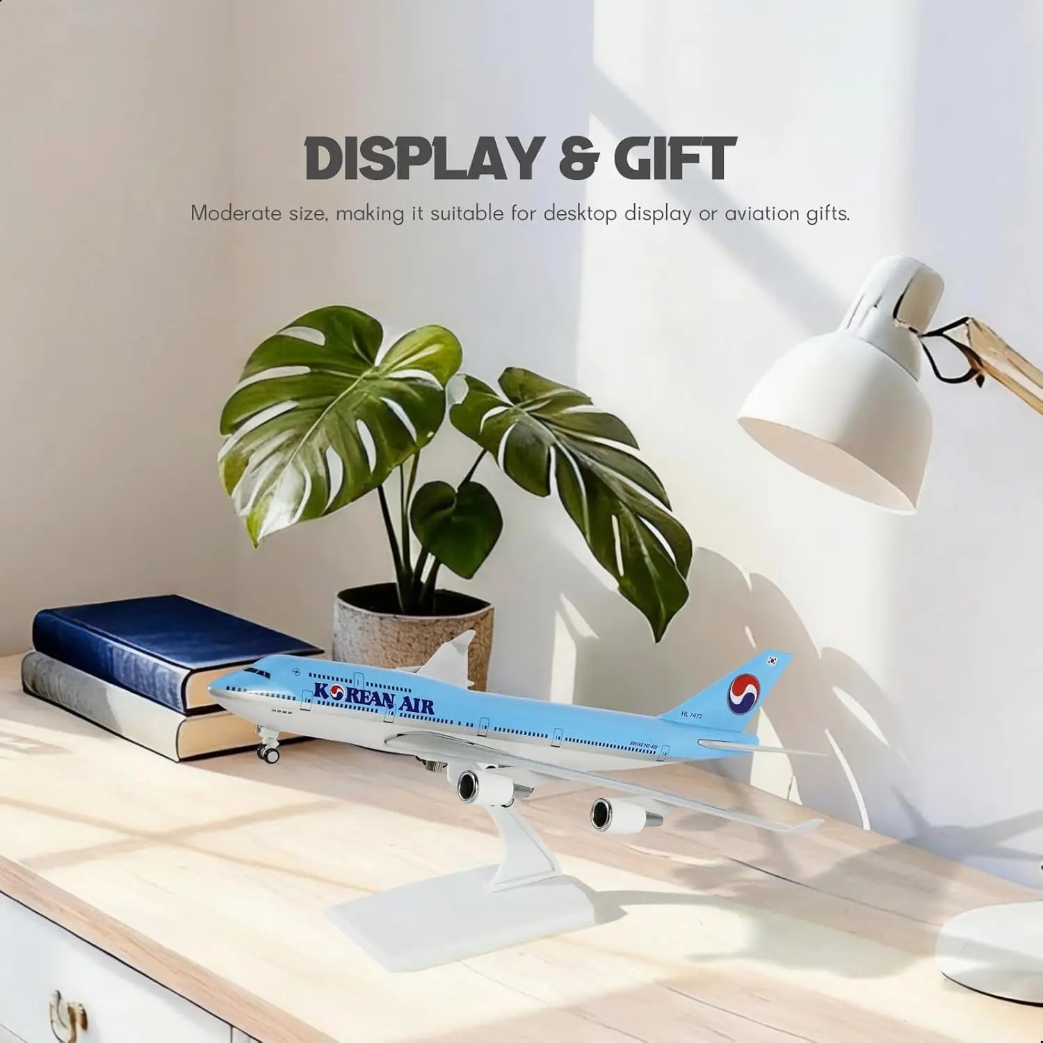 30cm 1/240 Air Korea B747 Plane Model Resin Diecast With Display Stand, Suitable For Adult Aviation Gifts Or Decorations