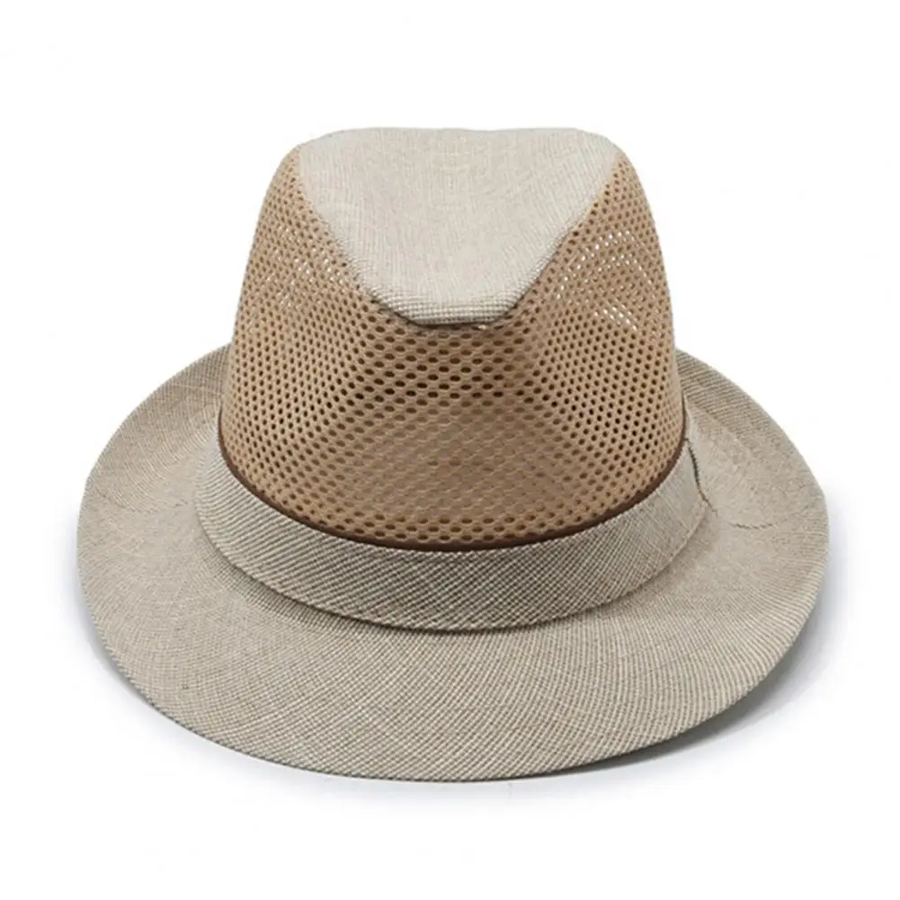 Sun Hat Wide Brim Breathable Hole Summer Jazz Hat with Full Neck Coverage Imitation Linen Outdoor Travel Cycling Hat