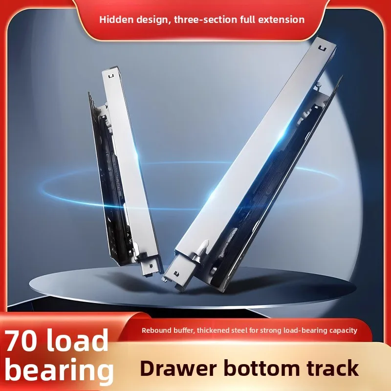 Three Section Concealed Undermount Drawer Slides In Electroplated Steel Soft Close Push To Open Self Locking Options Inch