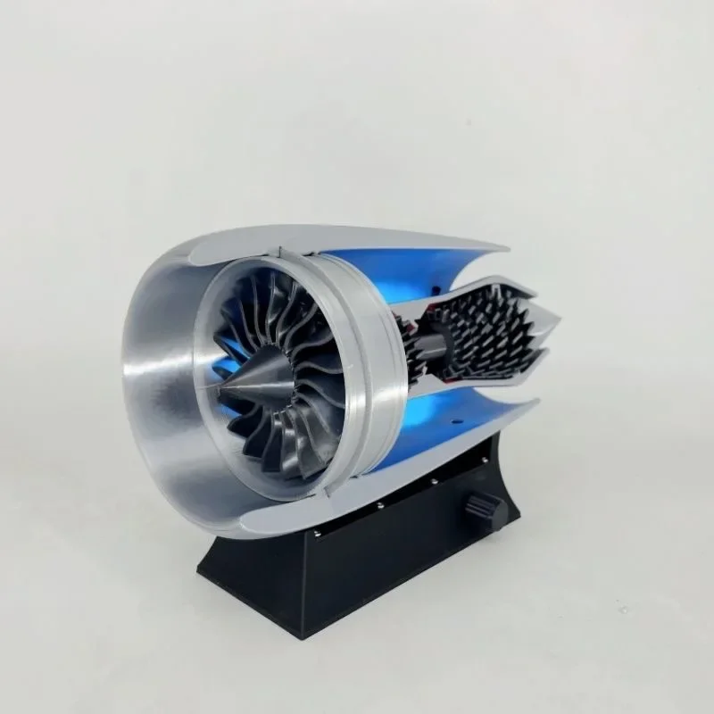 

23CM Blue Light Turbofan Engine Model 3D Printing Exquisite Turbofan Engine Model Toy for Boy Adults - Finished Product