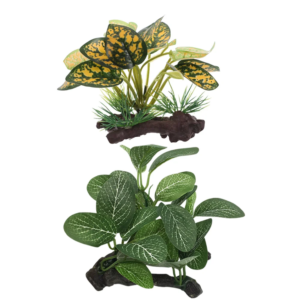 

2Pcs Lifelike Artificial Aquarium Plants Betta Leaf Pad Hammock Fish Tank Decorations Plastic Fish Hides Goldfish Small Tank