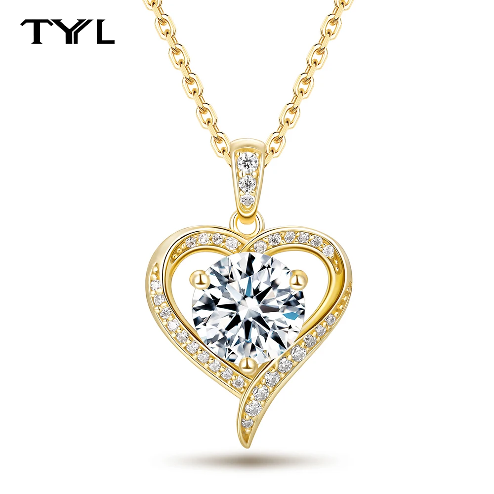 

Подвеска-сердце TYYL с муассанитом 2 карата для женщин, ювелирное украшение, ожерелье из серебра 925 пробы, свадебная цепочка на ключицу, подарок на День святого Валентина