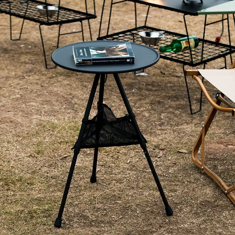 

Folding Round Table Portable Telescopic Outdoor Three-legged Dining Table Aluminum Alloy Coffee Table Hike Picnic Liftable Table