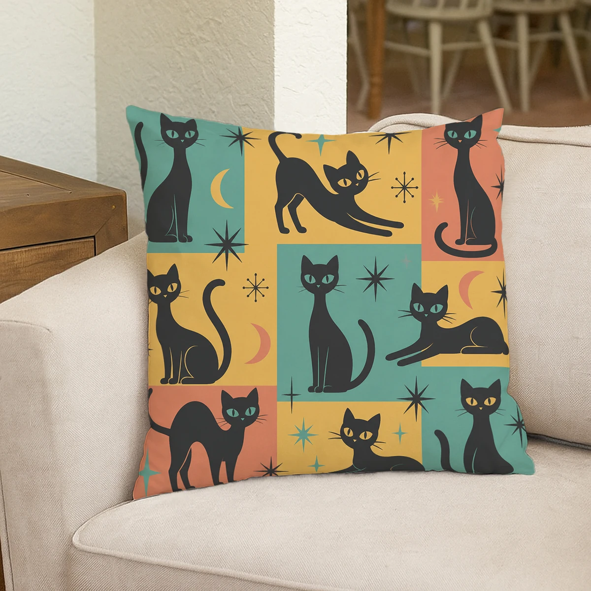 Vibrant Floral & Stripe Pattern Polyester Pillow Cover - Stylish Cushion Case for Home Sofa Bed Decor, No Insert Included