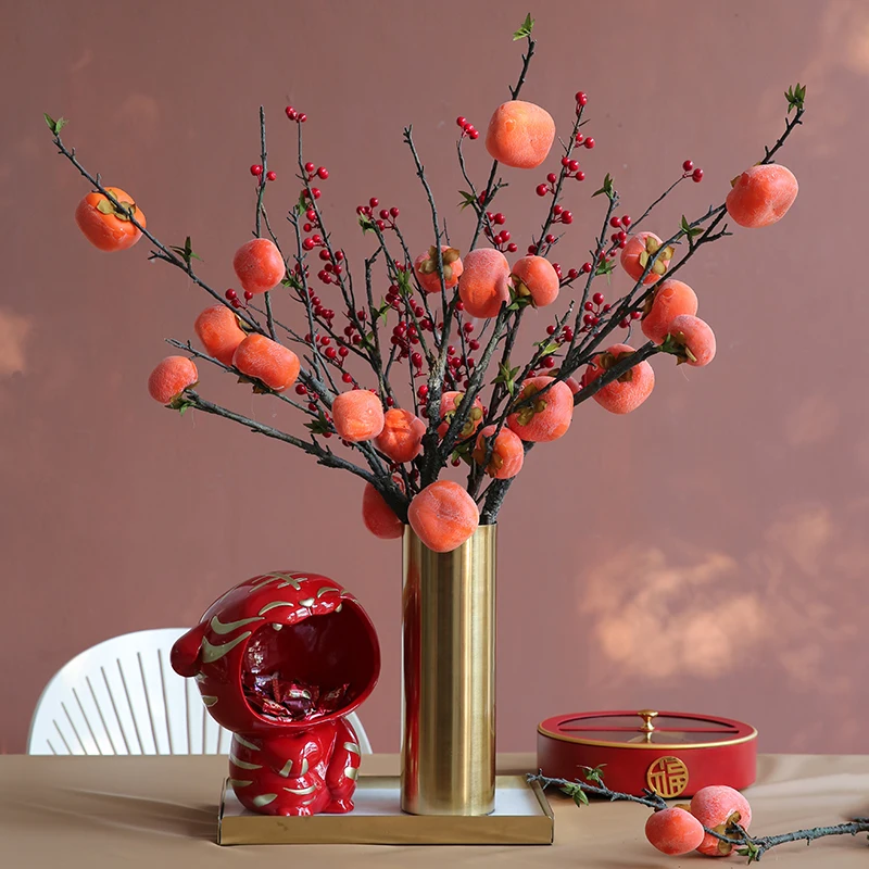 Chinese New Year Fortune Fruit Fake Bouquet Decoration Home Living Room Fake Persimmon Decoration Dining Table Home Decoration