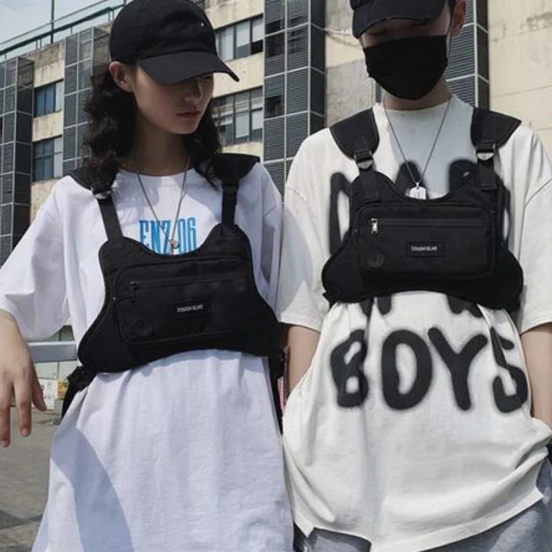 Torba na klatkę piersiową Hip Hop Streetwear Moda o dużej pojemności Funkcjonalna torba na talię Sportowa kamizelka Oxford dla mężczyzn i kobiet