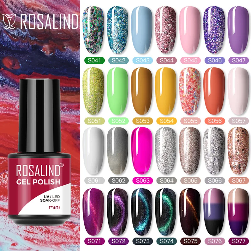 ROSALIND Gel Nail Polish Cat Eye Glitter UV Nail Gel Vernis Semi Permanent Gel Manicure Soak off Base Top Coat Hybrid Varnishes