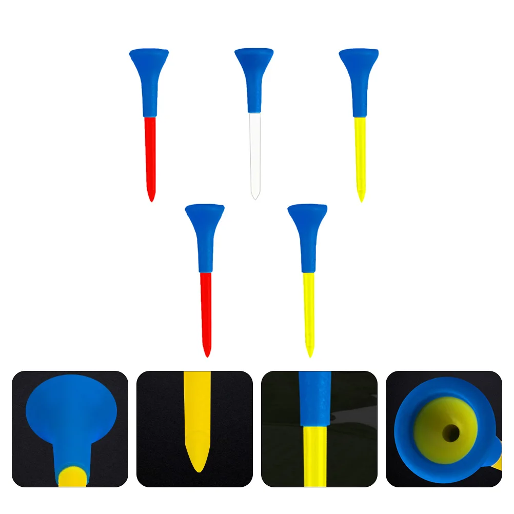 

5Pcs Soft Golf Ball Tee 74mm Durable Long Lasting Low Resistance Bright Color Professional Golfing Accessory Golfing Tee