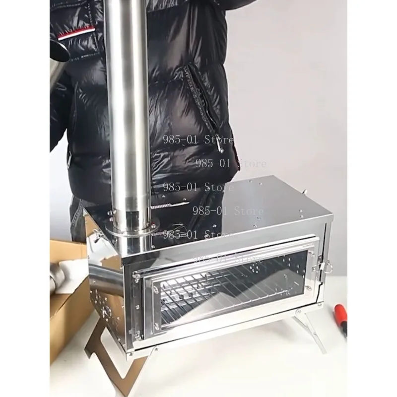 Portable Outdoor Camping Wood Stove Barbecue Stove Grill With Detachable Chimney Camping Accessories Fast Delivery