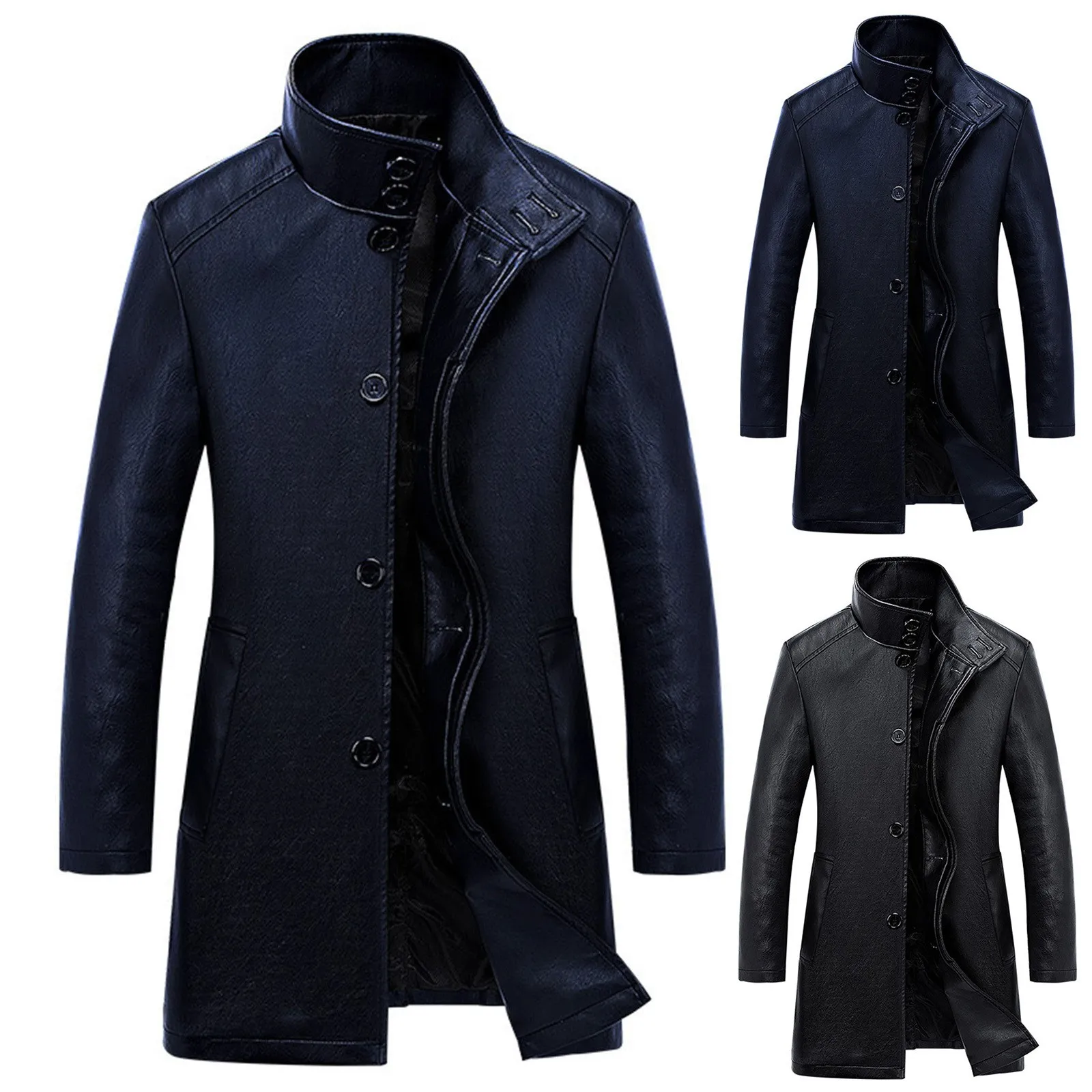 Business Parkas Men High-Quality Stand Collar Overcoat Single-Breasted Long Trench Winter Jacket Men's Stylish Warm Coats Hombre