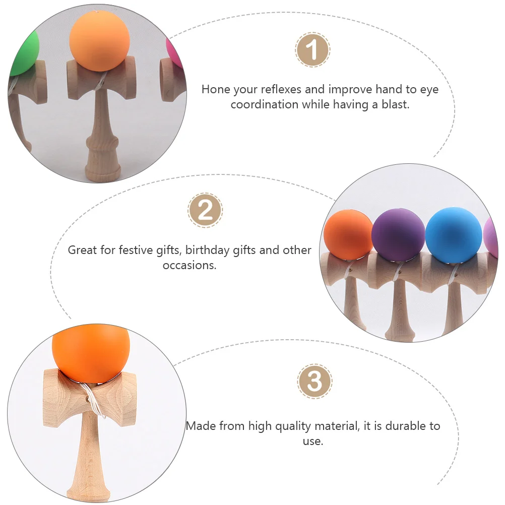 Painted Wooden Handle Ball Toy Outdoor Fitness Ball Training Children's Eye-Hand Coordination Adult Outdoor Juggling Sports Ball